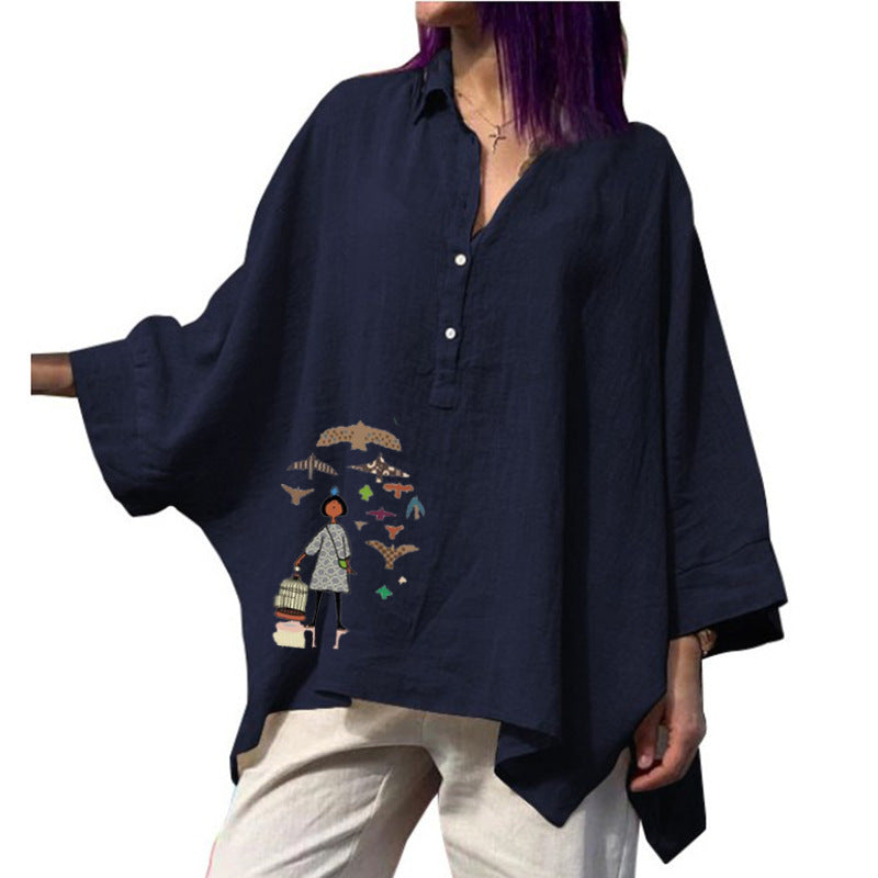 Chemise cardigan oversize en coton et lin – style rétro artistique