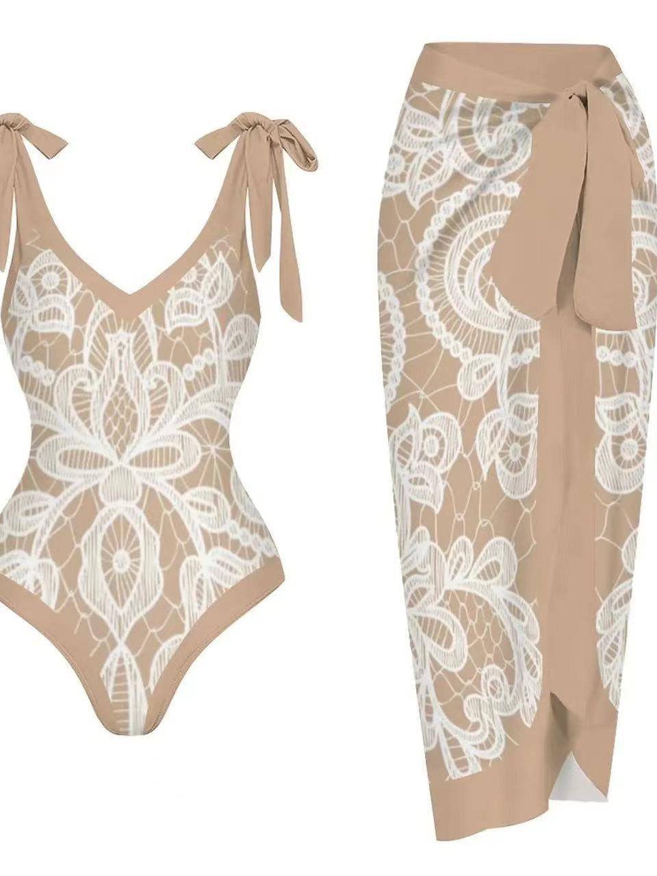 Maillot de bain jupe en gaze – Ensemble 2 pièces