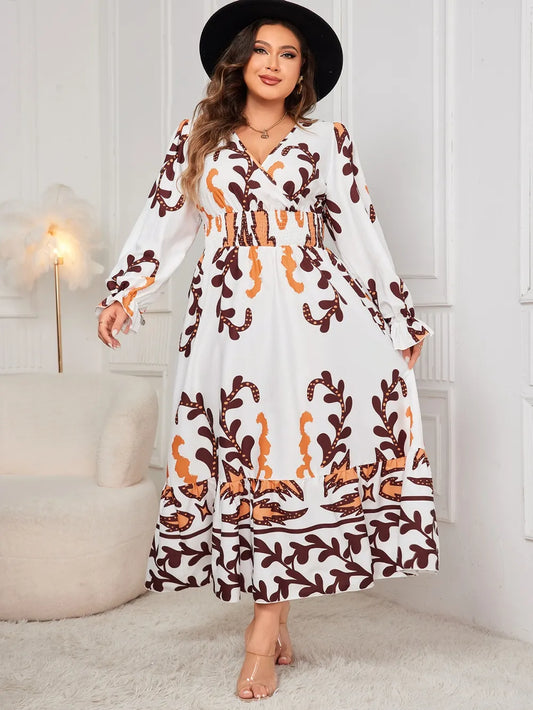 🌸 Robe grande taille à volants – Élégance & silhouette mise en valeur