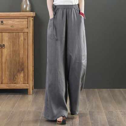 🌿 Pantalon large coton & lin – Taille haute & confort absolu