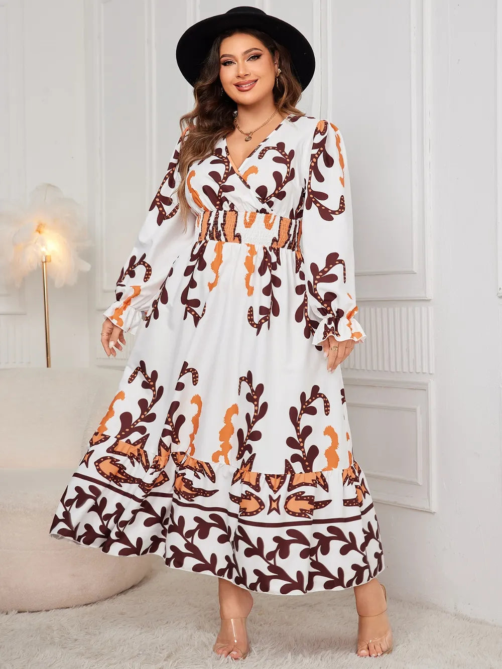 🌸 Robe grande taille à volants – Élégance & silhouette mise en valeur