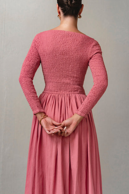 Chantilly Long Sleeve Smocked Dress-2