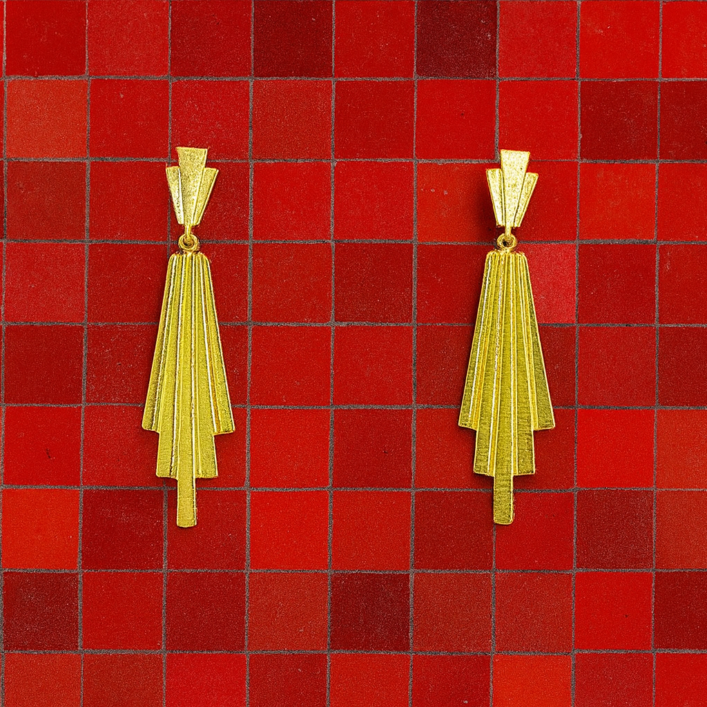 Pendientes CINEMA Nº2 bañados en oro - Diseño con carácter-0