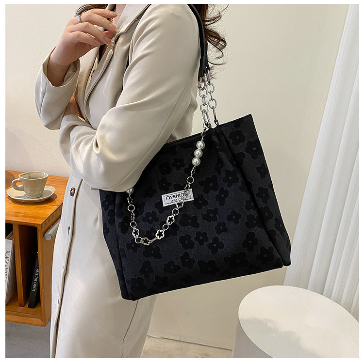👜 Sac à main tote – Grande capacité & chaîne perles