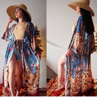 Kimono de plage long – Léger, fluide & protection soleil