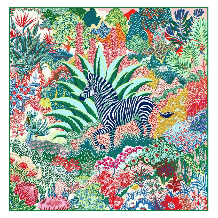 🧣 Foulard carré effet soie – Imprimé zèbre & style audacieux