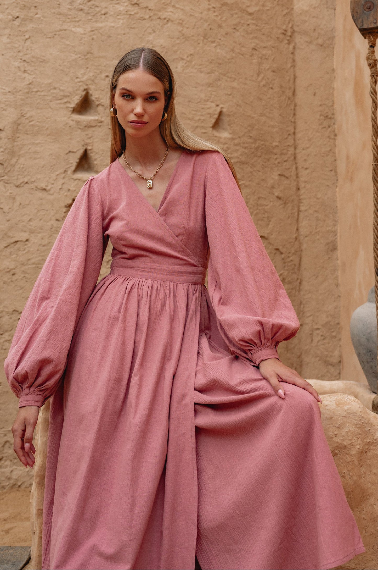 Emerie Long Sleeve Wrap Dress-0