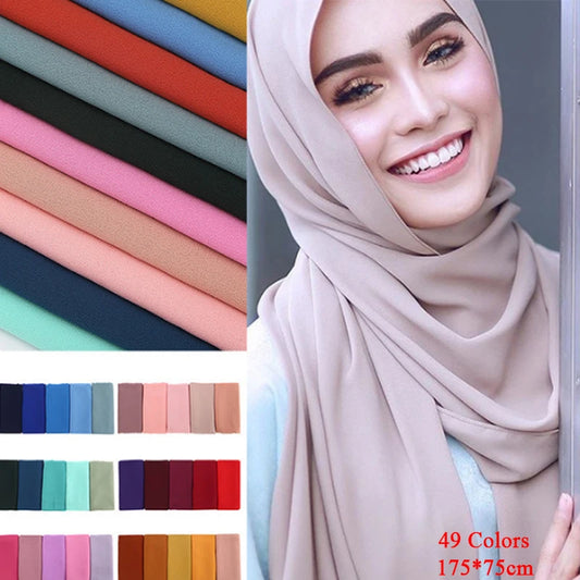 🧕 Foulard / hijab en mousseline perlée – Léger & élégant