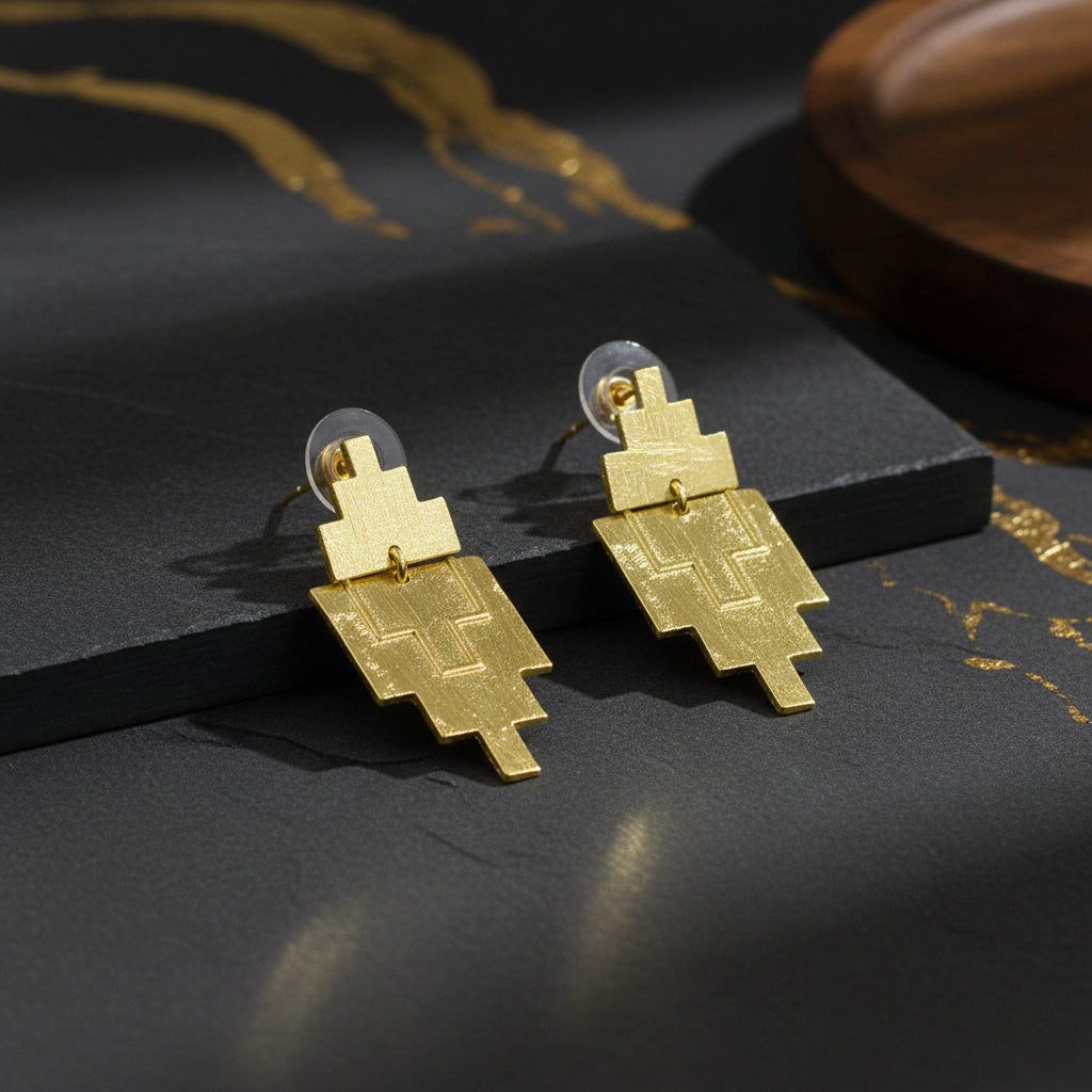 Pendientes KAVANAGH bañados en oro - Diseño con carácter-4