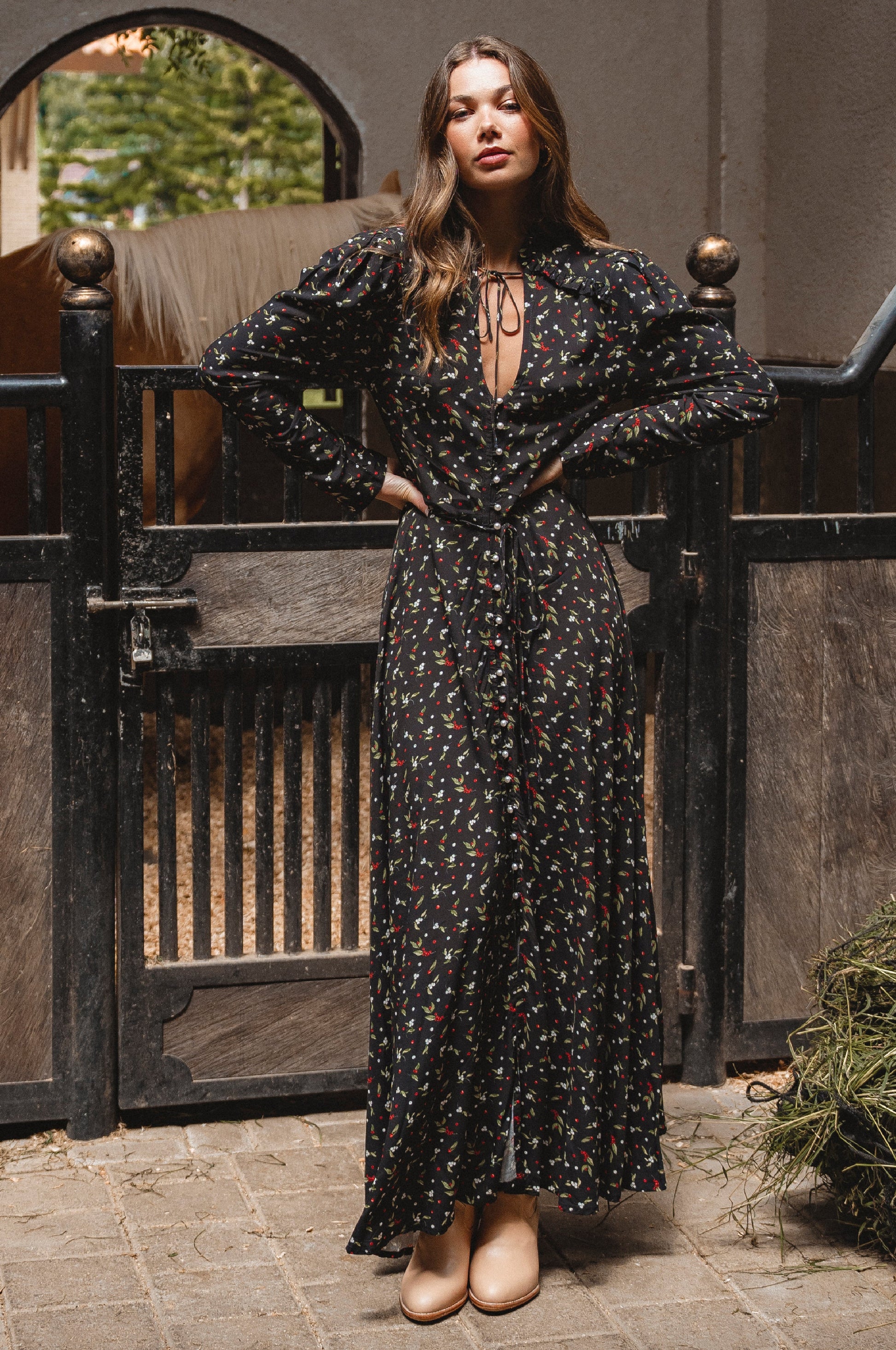 Poeme Long Sleeve Maxi Dress-0