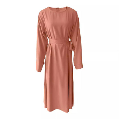 Plus Size Lace Up Muslim Women's Dress-1