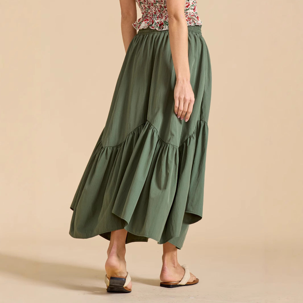 Jupe Bohème maxi taille haute avec élastique smocké
