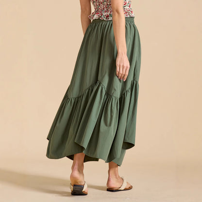Jupe Bohème maxi taille haute avec élastique smocké