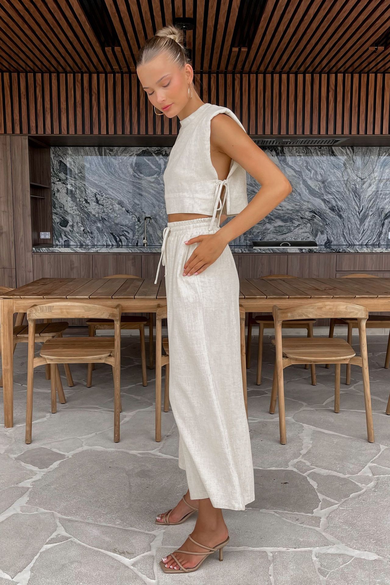 Ensemble coton & lin sans manches – élégance naturelle