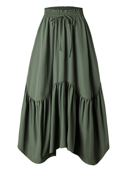 Jupe Bohème maxi taille haute avec élastique smocké