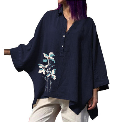 Chemise cardigan oversize en coton et lin – style rétro artistique
