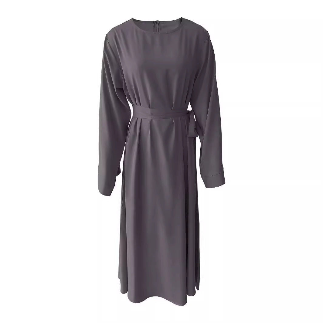 Plus Size Lace Up Muslim Women's Dress-3