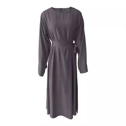Plus Size Lace Up Muslim Women's Dress-3