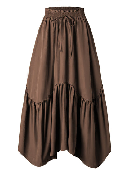 Jupe Bohème maxi taille haute avec élastique smocké