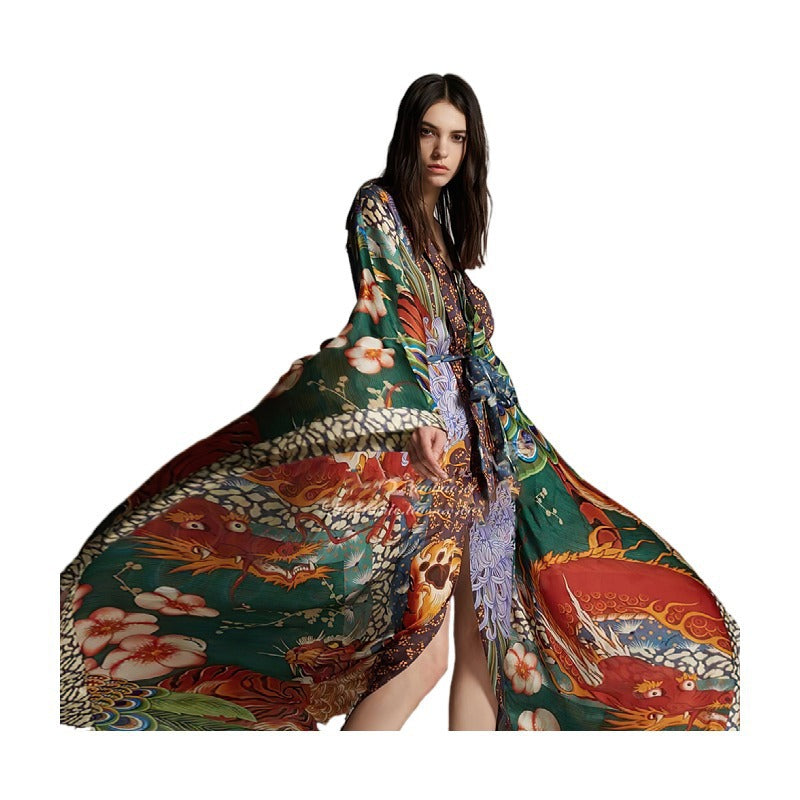 Kimono long imprimé – allure artistique & bohème