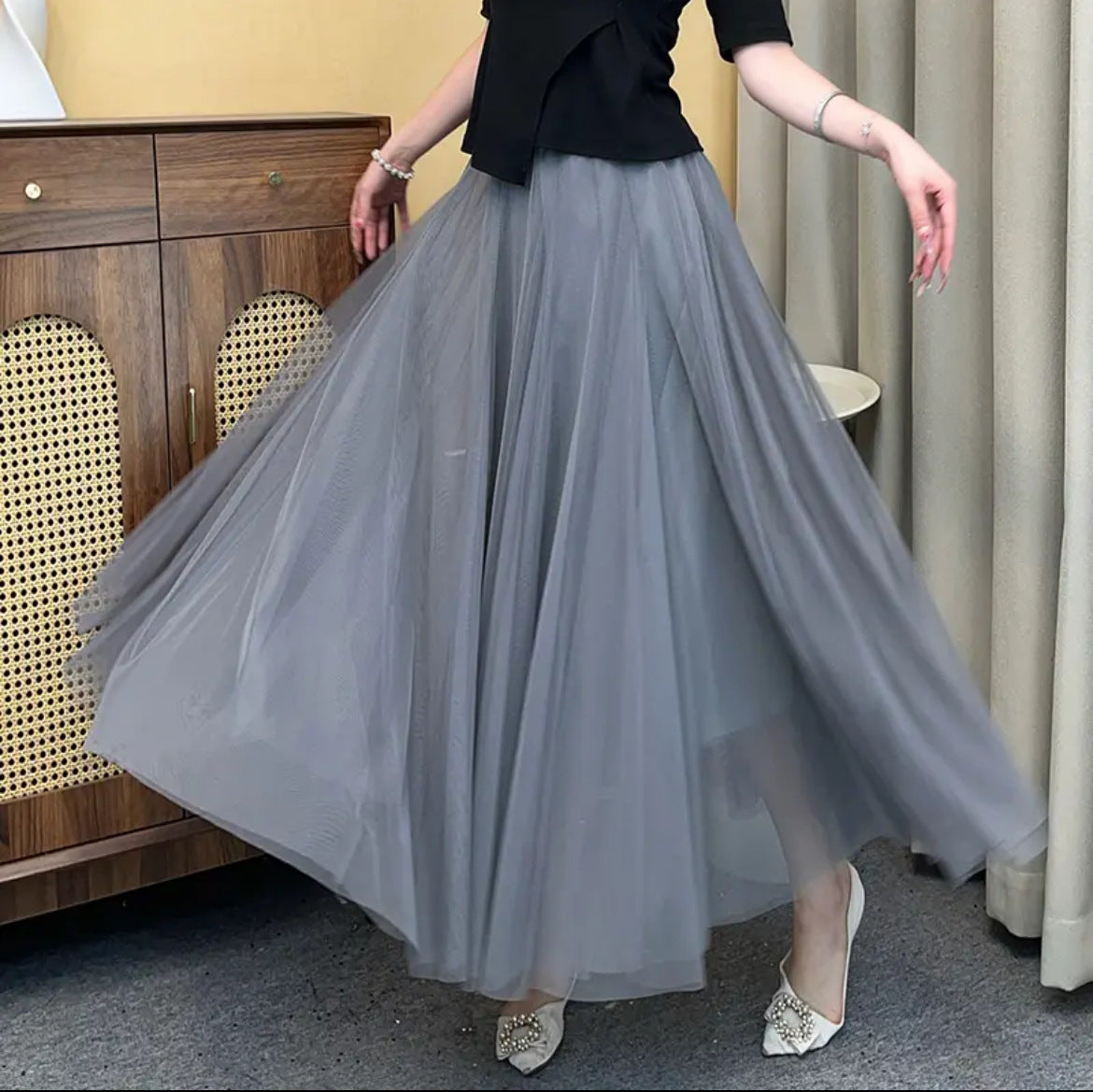 Jupe en tulle (mesh) doublée
