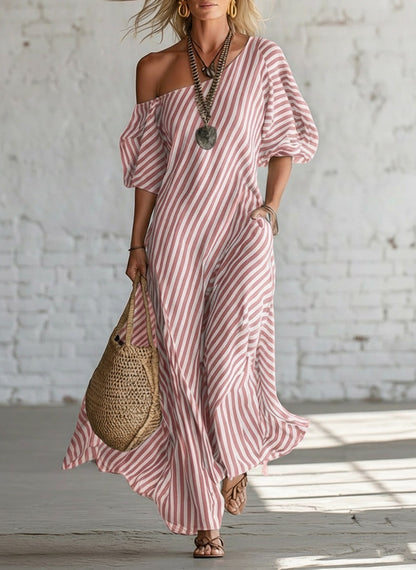 Robe longue fluide à rayures – style décontracté chic