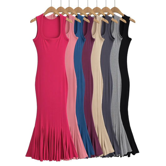🔥 Robe longue moulante – Coupe sirène & effet sculptant