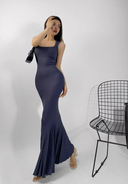 🔥 Robe longue moulante – Coupe sirène & effet sculptant