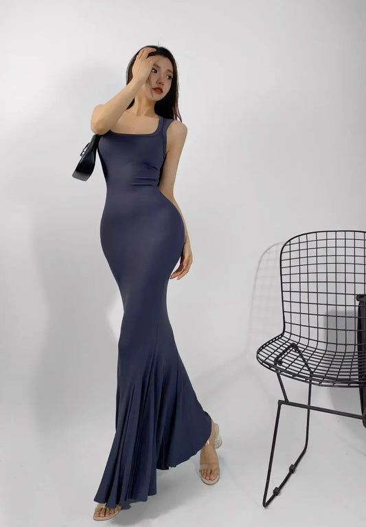 🔥 Robe longue moulante – Coupe sirène & effet sculptant