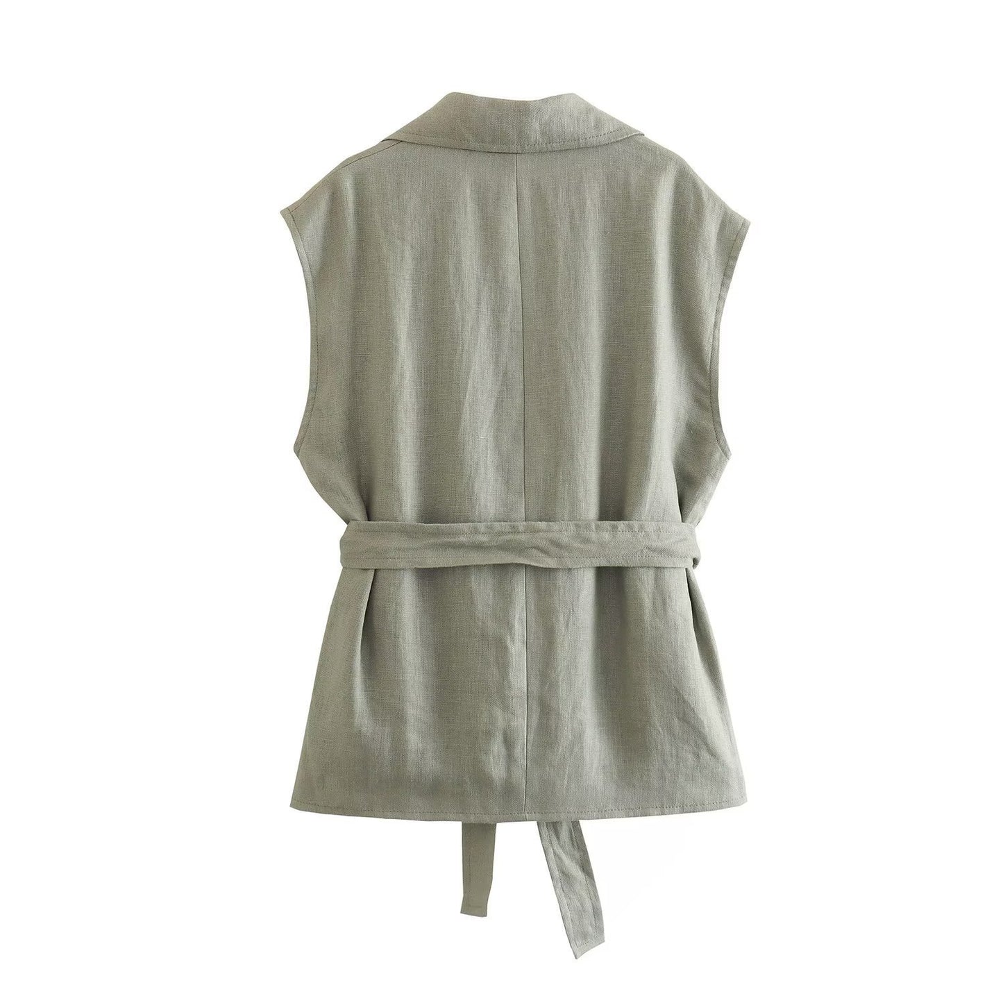 Ensemble femme en lin avec ceinture – style moderne et décontracté