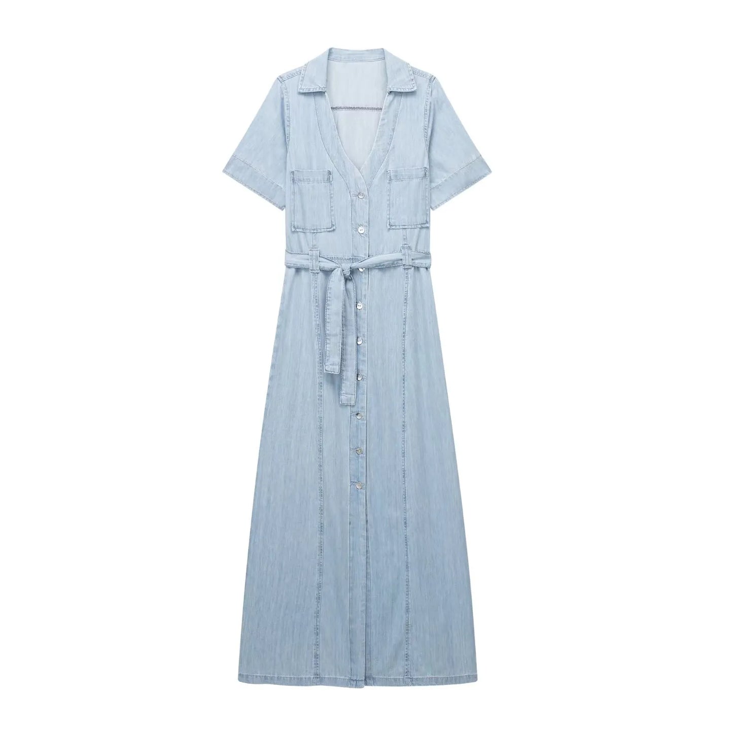 👗 Robe chemise en denim – Ceinturée & coupe élégante