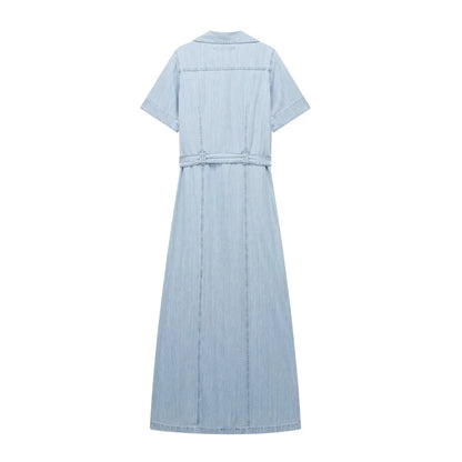 👗 Robe chemise en denim – Ceinturée & coupe élégante